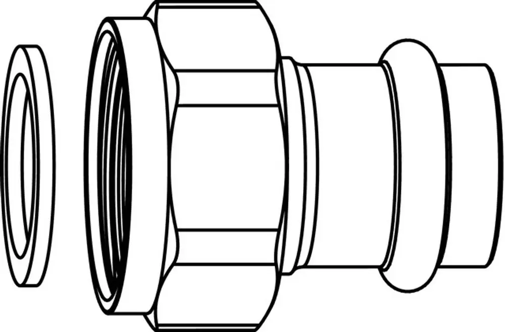 Verschraubung mit Pressnippel aus Rotguss von IMI Hydronic Engineering, bestehend aus einem Grundkörper und einer Dichtung, geeignet für Rohrverbindungen.